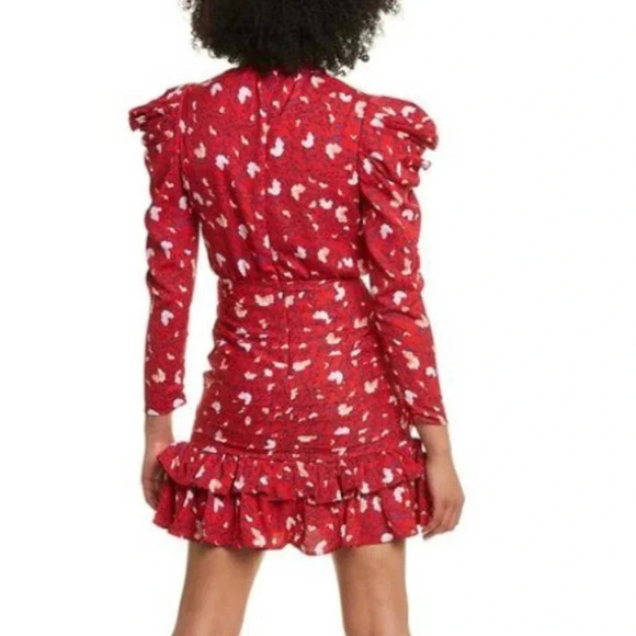 WALTER BAKER Kiara tie neck ruched floral-print crepe de chine mini dress 0 NWT - Picture 11 of 11